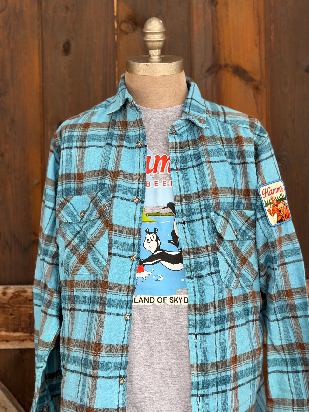 Hamm’s Sailboat Bear Flannel- Retro Blue