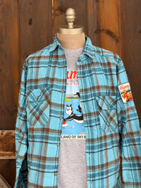 Thumbnail for Hamm’s Sailboat Bear Flannel- Retro Blue