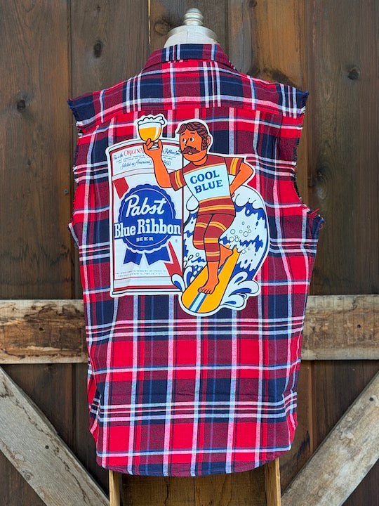 PBR R/W/B "COOL BLUE" Sleeveless Flannel