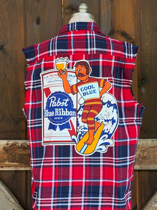 PBR R/W/B "COOL BLUE" Sleeveless Flannel