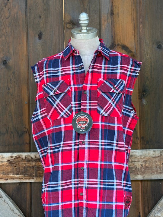 PBR R/W/B "COOL BLUE" Sleeveless Flannel