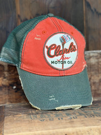 Thumbnail for Clark's Motor Oil Retro Hat- Vintage Green/ Rust Edition