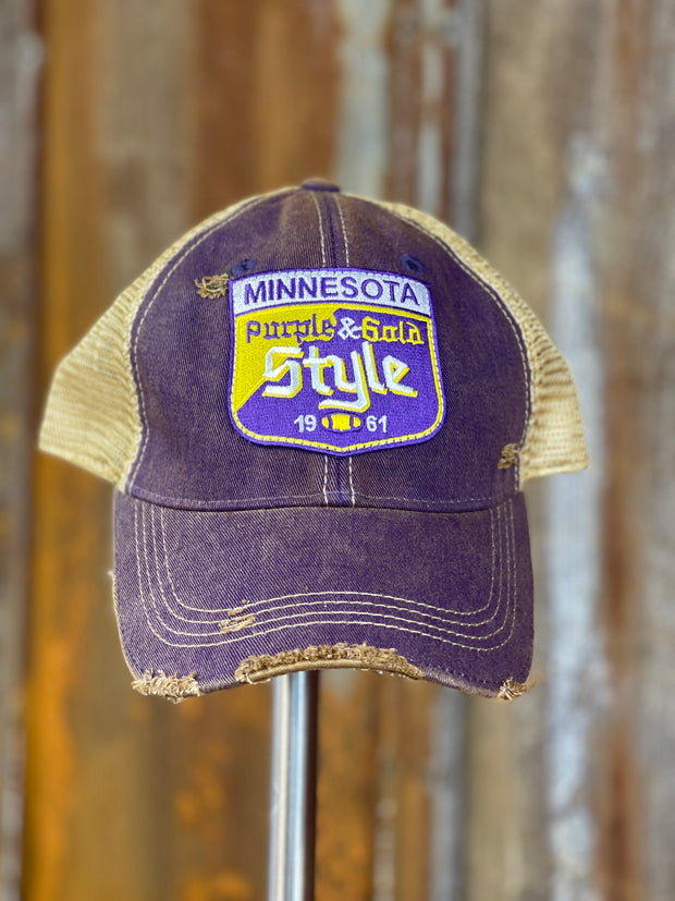 Old Style Beer Minnesota Hat- Distressed Purple Snapback