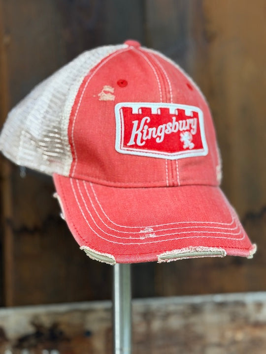 Kingsbury Beer Patch Trucker Hat - Distressed Red