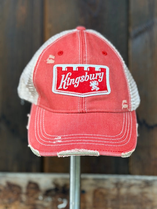 Kingsbury Beer Patch Trucker Hat - Distressed Red