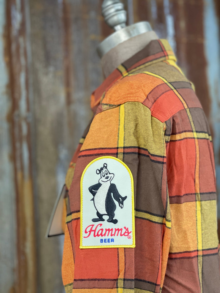 Hamm's Hockey Bear Patch Flannel- Up North Plaid