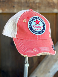 Thumbnail for Shiner Retro Beer hat- Distressed Red Snapback