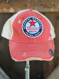 Thumbnail for Shiner Retro Beer hat- Distressed Red Snapback