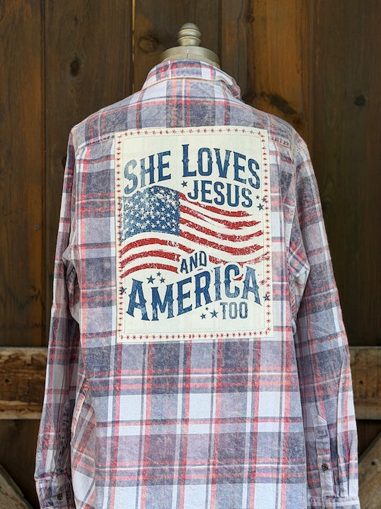 Love & Jesus 250th Anniversary Edition Art Flannel- New INDEPENDENCE Color!