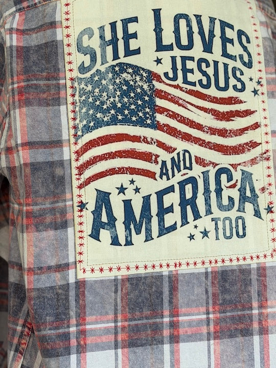 Love & Jesus 250th Anniversary Edition Art Flannel- New INDEPENDENCE Color!