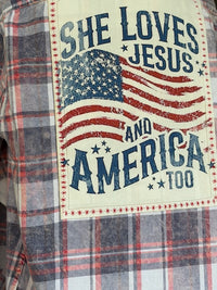 Thumbnail for Love & Jesus 250th Anniversary Edition Art Flannel- New INDEPENDENCE Color!