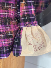 Flared Sleeve Flannel-BLUEBIRD OF HAPPINESS Size Medium