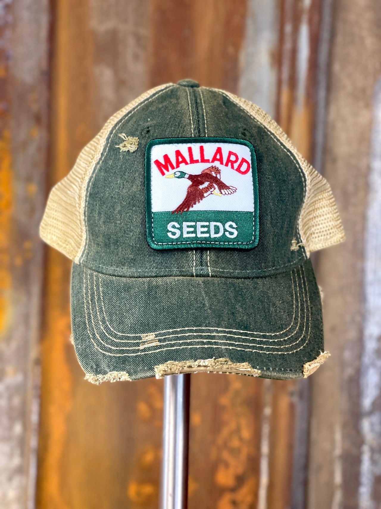 Mallard Seed Hat - Distressed Dark Green Snapback
