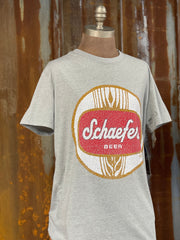 Schaefer Beer Graphic Tee- Heather Grey