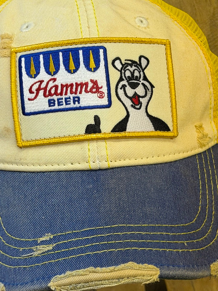 Hamm's Retro Logo Tri-tone Hat- Blue Brim