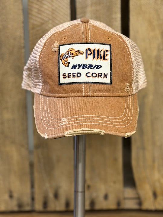 Pike Seed Corn Hat- Distressed Corn Tassel