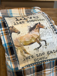 Thumbnail for Live like someone left the gate open Art Flannel- Distressed Birchwood plaid