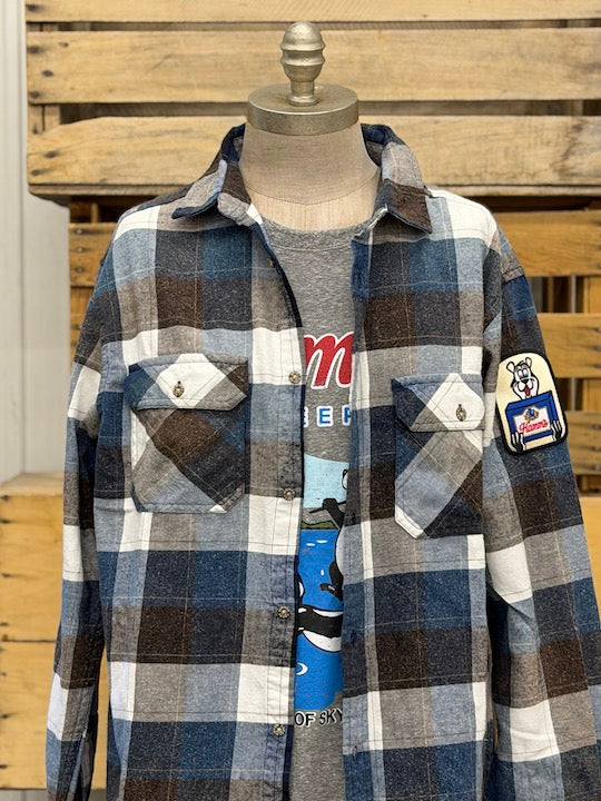 Hamm's FOOTBALL BEAR Patch Flannel- Tailgate Plaid