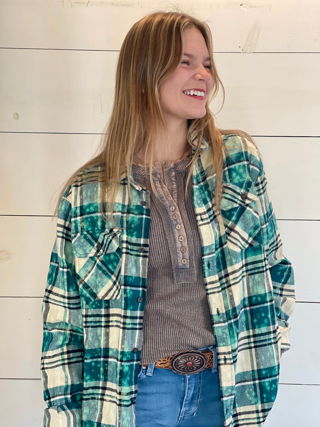 SEA OTTER Art Flannel- Distressed Siesta key Plaid
