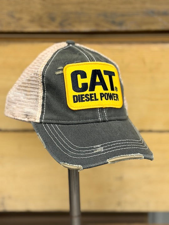Playing in the Dirt- Distressed Black Hat (Yellow Patch)