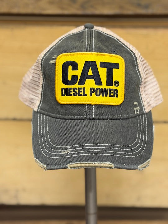 Playing in the Dirt- Distressed Black Hat (Yellow Patch)