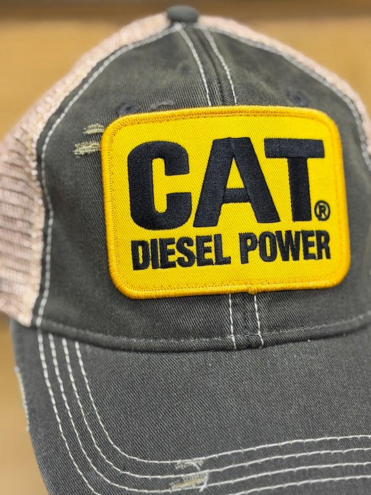 Playing in the Dirt- Distressed Black Hat (Yellow Patch)