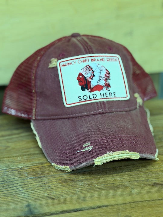 MUNCY CHIEF Retro Hat- Burgundy Mesh