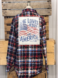 Thumbnail for LOVE & JESUS- Patriotic Plaid