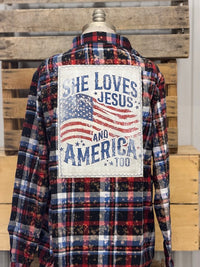 Thumbnail for LOVE & JESUS- Patriotic Plaid