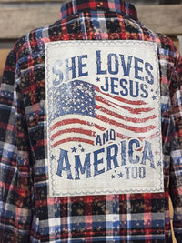 Thumbnail for LOVE & JESUS- Patriotic Plaid