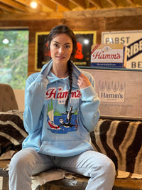 Thumbnail for Hamm's Sailboat Hoodie- Acid Etch Sky Blue