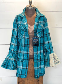Thumbnail for Flared Sleeve Flannel- FRENCH QUARTER