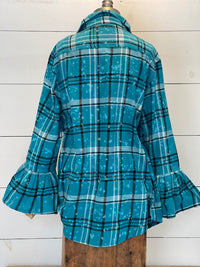 Thumbnail for Flared Sleeve Flannel- FRENCH QUARTER