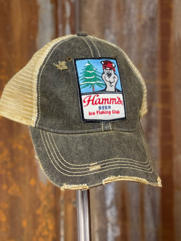 Hamm's ICE FISHING CLUB Snapback- Distressed Black