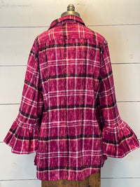 Thumbnail for Flared Sleeve Flannel- MAGNOLIA