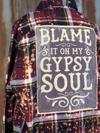 Thumbnail for Blame it on my Gypsy Soul Art Flannel- Distressed Burgundy