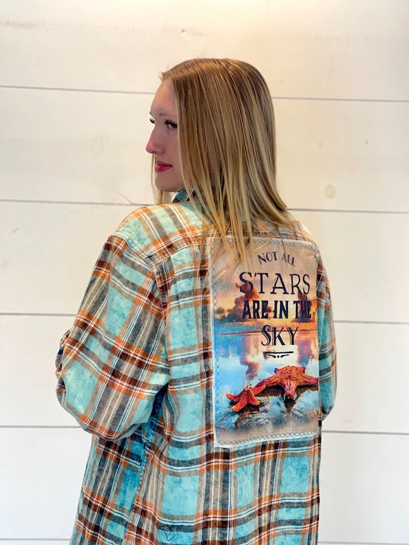 STARFISH Art Flannel- Tidepool Blue plaid