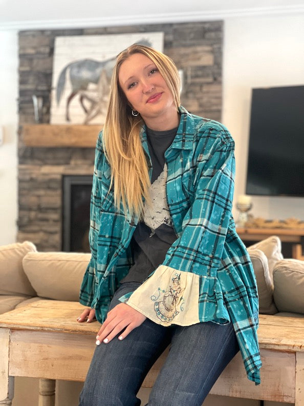 Flared Sleeve Flannel- FRENCH QUARTER