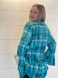 Thumbnail for Flared Sleeve Flannel- FRENCH QUARTER