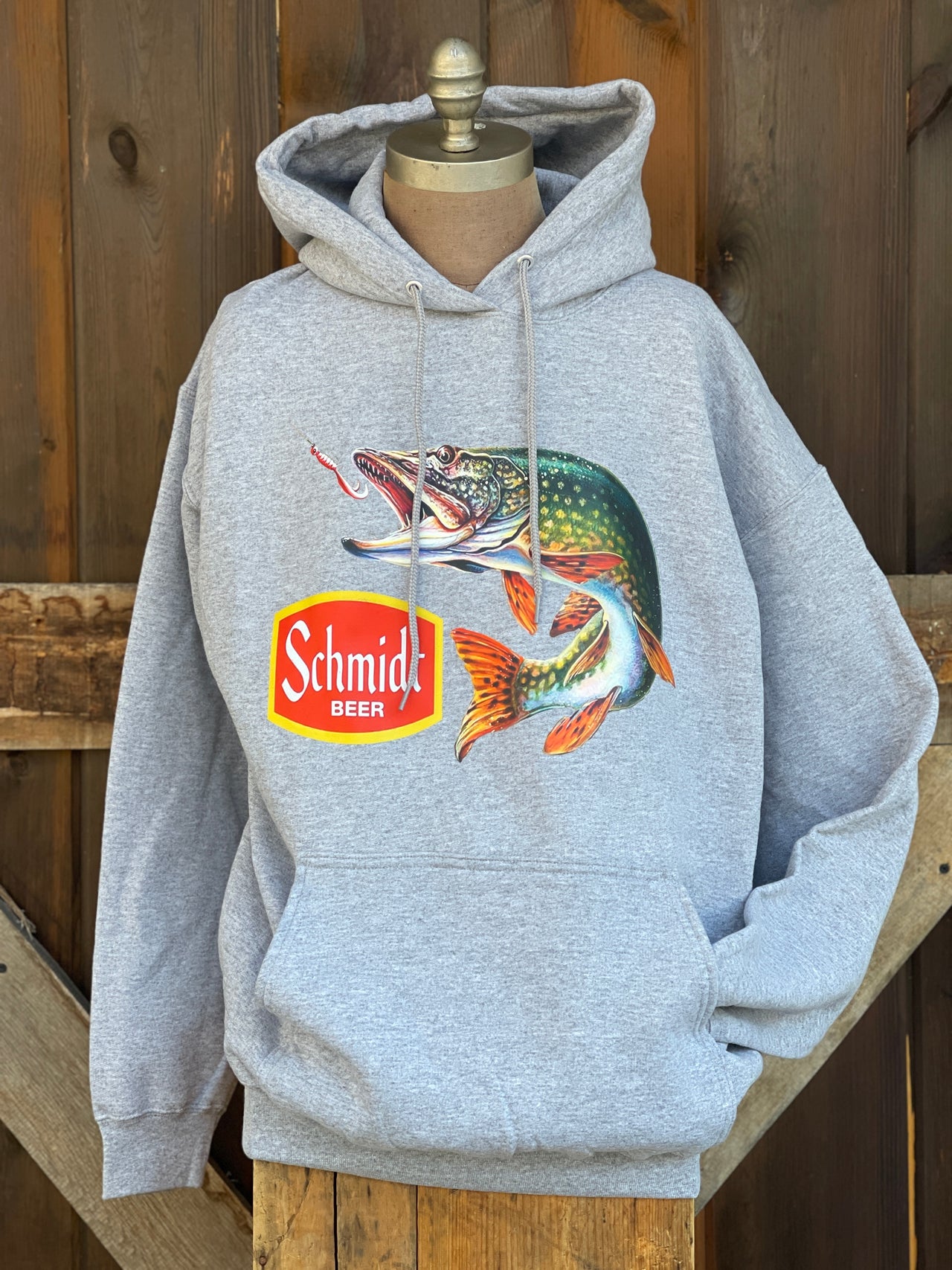 Schmidt Beer Retro Fishing Hoodie Angry Minnow Clothing Co
