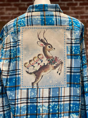 CHRISTMAS MINIVAN Holiday Flannel- Distressed Lakes Blue