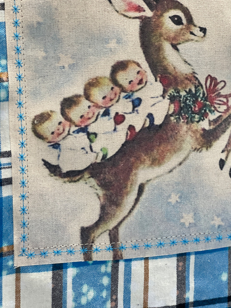 CHRISTMAS MINIVAN Holiday Flannel- Distressed Lakes Blue