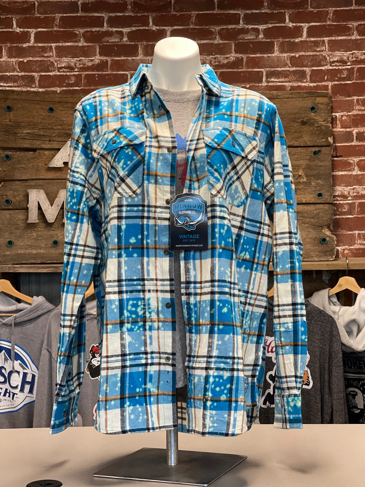 CHRISTMAS MINIVAN Holiday Flannel- Distressed Lakes Blue