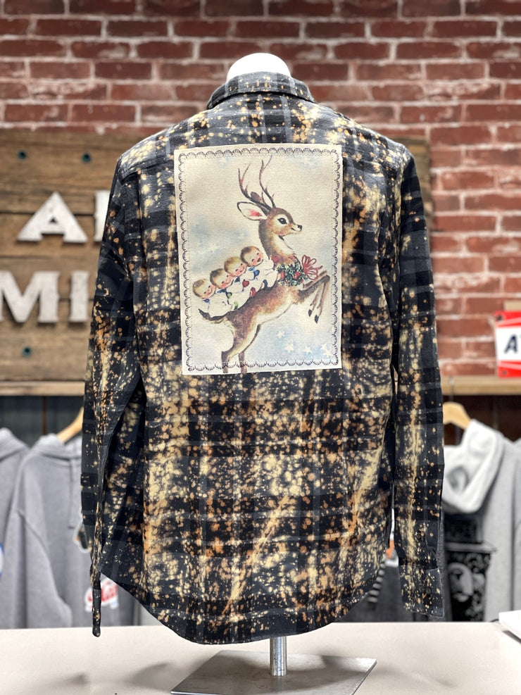 Christmas Minivan Holiday Flannel- Distressed Black