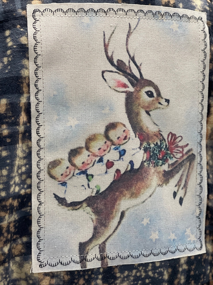 Christmas Minivan Holiday Flannel- Distressed Black