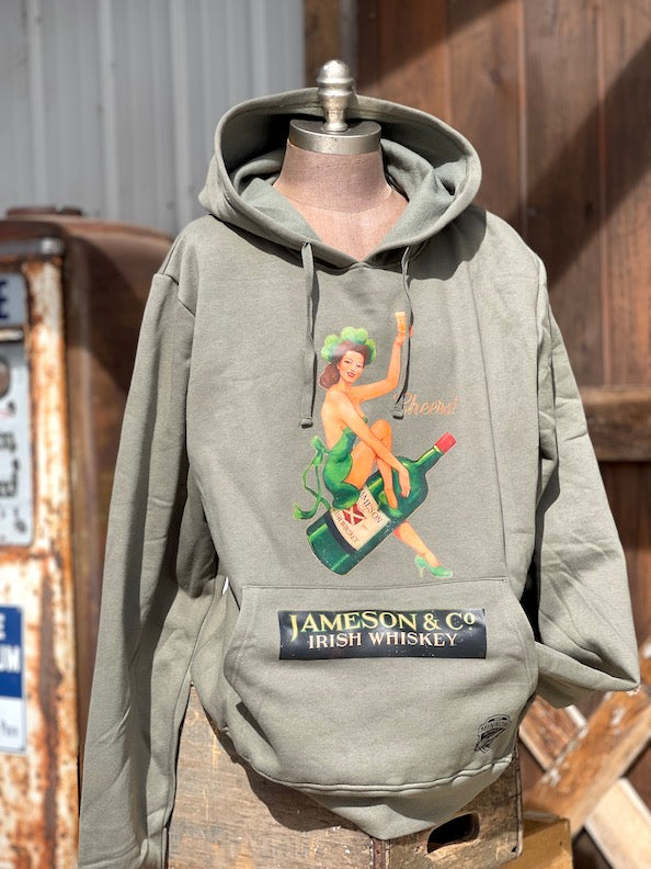FEELING LUCKY Hoodie- Heather Green