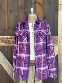 Thumbnail for Dance in the Light Art Flannel- Amethyst Plaid