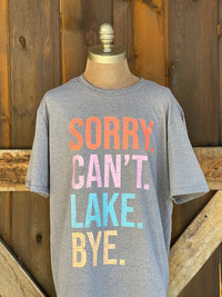 Thumbnail for Sorry Can't Lake Bye Tee- Heather Grey