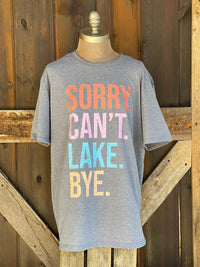 Thumbnail for Sorry Can't Lake Bye Tee- Heather Grey
