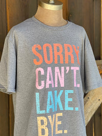 Thumbnail for Sorry Can't Lake Bye Tee- Heather Grey
